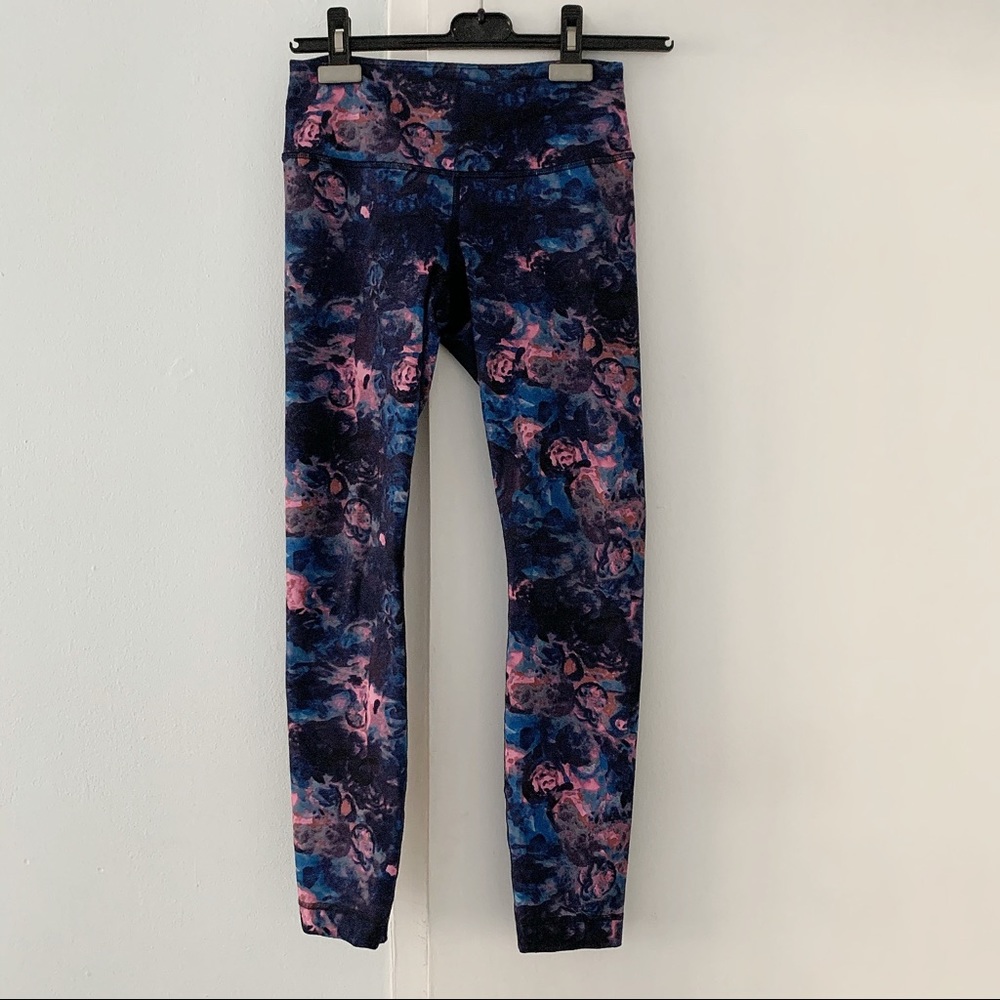 LULULEMON blue purple print cottons leggings 4
